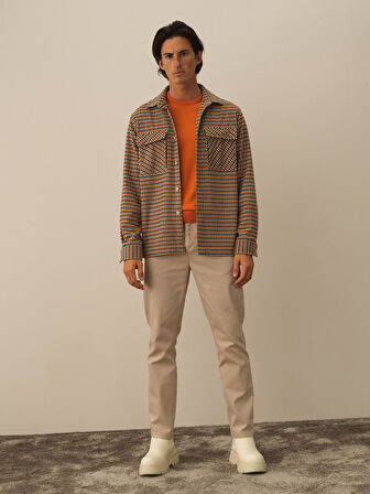 Xint Oranj Esnek Dokulu Slim Fit Gömlek