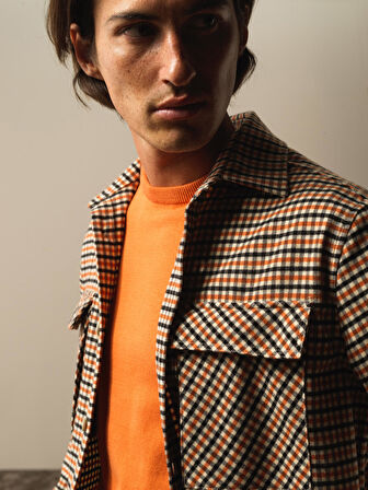 Xint Oranj Esnek Dokulu Slim Fit Gömlek