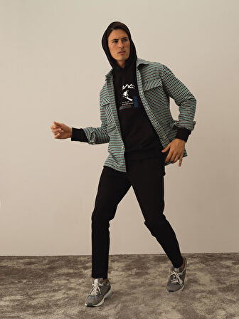 Xint Mavi Esnek Dokulu Slim Fit Gömlek