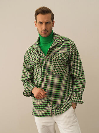 Xint Yeşil Esnek Dokulu Slim Fit Gömlek