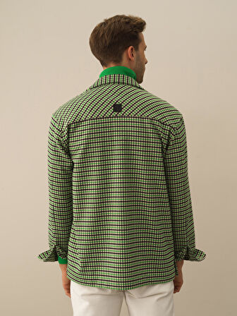 Xint Yeşil Esnek Dokulu Slim Fit Gömlek