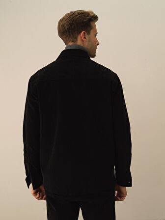 Xint Siyah Pamuk Dokulu Regular Fit Gömlek Ceket