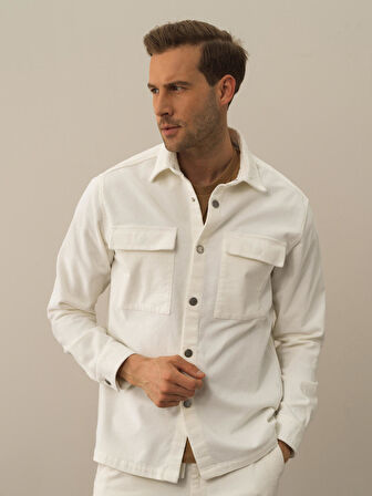 Xint Ekru Pamuk Dokulu Regular Fit Gömlek Ceket