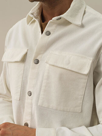 Xint Ekru Pamuk Dokulu Regular Fit Gömlek Ceket