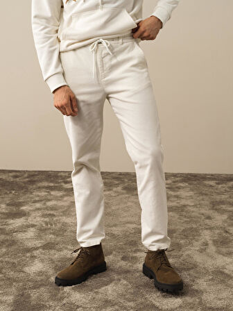 Xint Ekru Pamuk Dokulu Regular Fit Jogger Pantolon
