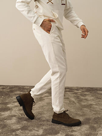 Xint Ekru Pamuk Dokulu Regular Fit Jogger Pantolon