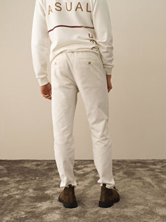 Xint Ekru Pamuk Dokulu Regular Fit Jogger Pantolon