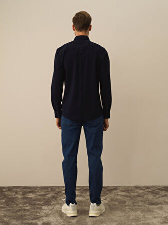 Xint Lacivert Pamuk Dokulu Regular Fit Gömlek
