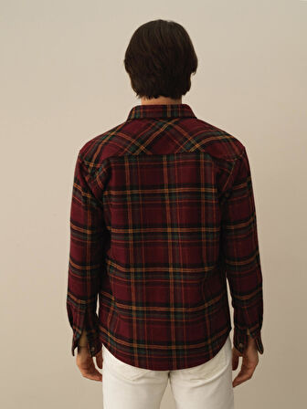 Xint Bordo Pamuk Dokulu Regular Fit Gömlek