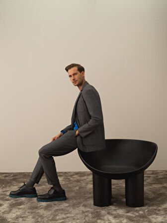 Xint Koyu Gri Dokulu Esnek Dokulu Regular Fit Ceket