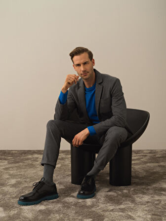 Xint Koyu Gri Dokulu Esnek Dokulu Regular Fit Ceket