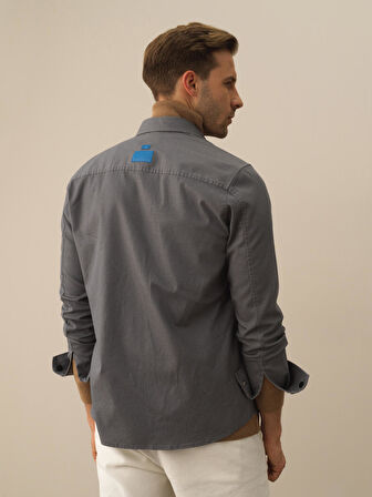 Xint Koyu Gri Pamuk Dokulu Regular Fit Gömlek