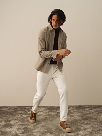 Xint Bej Pamuk Dokulu Regular Fit Gömlek