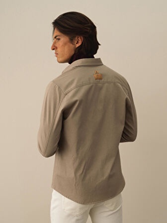 Xint Bej Pamuk Dokulu Regular Fit Gömlek