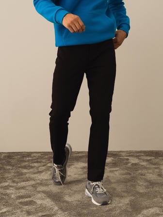Xint Siyah Pamuk Dokulu Slim Fit Pantolon