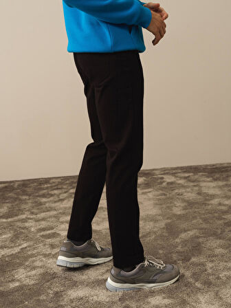 Xint Siyah Pamuk Dokulu Slim Fit Pantolon