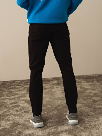 Xint Siyah Pamuk Dokulu Slim Fit Pantolon