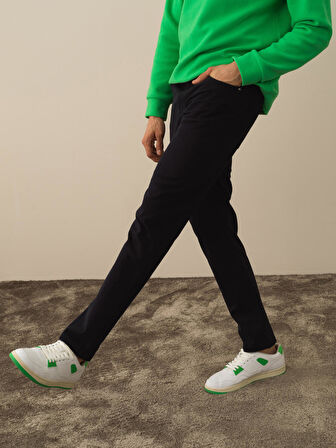 Xint Lacivert Pamuk Dokulu Slim Fit Pantolon