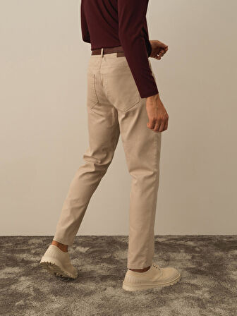 Xint Bej Pamuk Dokulu Slim Fit Pantolon