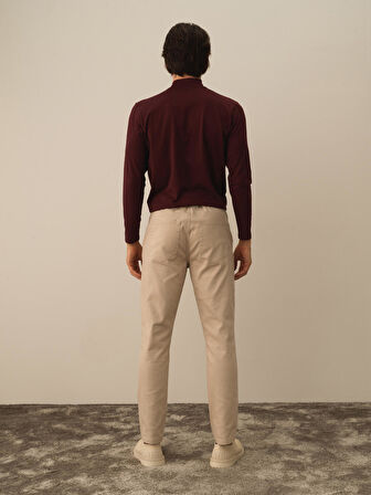 Xint Bej Pamuk Dokulu Slim Fit Pantolon