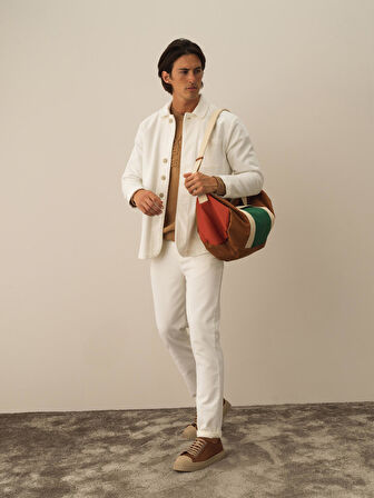 Xint Ekru Pamuk Dokulu Regular Fit Ceket