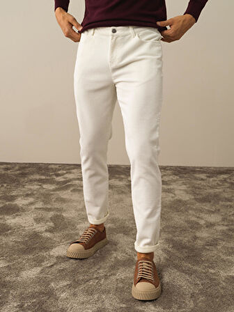 Xint Ekru Pamuk Dokulu Regular Fit Pantolon