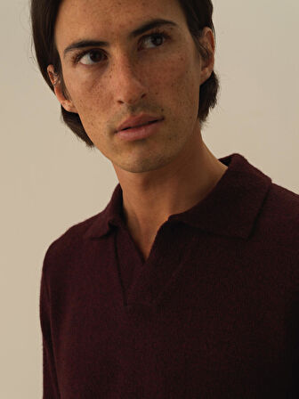 Xint Bordo Lüks Pamuk Dokulu Regular Fit Kazak