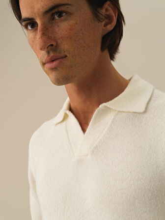 Xint Ekru Lüks Pamuk Dokulu Regular Fit Kazak