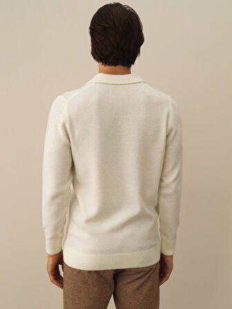 Xint Ekru Lüks Pamuk Dokulu Regular Fit Kazak