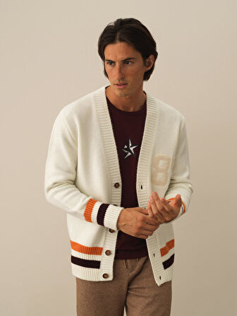 Xint Ekru Lüks Pamuk Dokulu Regular Fit Hırka