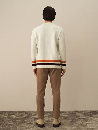 Xint Ekru Lüks Pamuk Dokulu Regular Fit Hırka