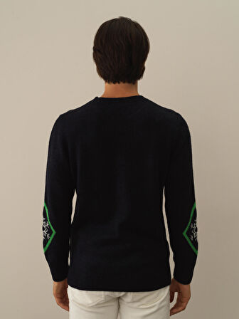 Xint Lacivert Lüks Pamuk Dokulu Regular Fit Kazak