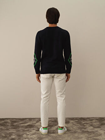 Xint Lacivert Lüks Pamuk Dokulu Regular Fit Kazak