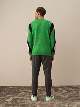 Xint Yeşil Lüks Pamuk Dokulu Regular Fit Kazak