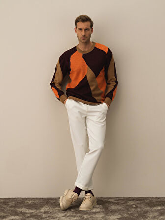 Xint Camel Lüks Pamuk Dokulu Regular Fit Kazak