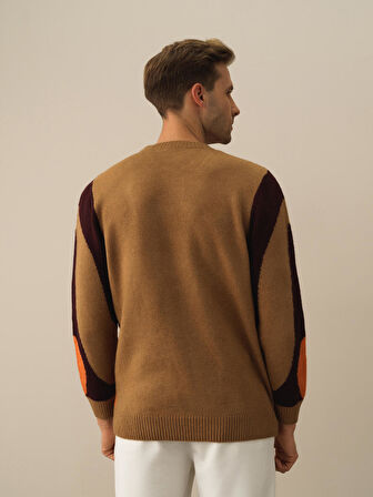 Xint Camel Lüks Pamuk Dokulu Regular Fit Kazak