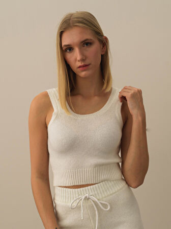 Xint Kırık Beyaz Lüks Pamuk Dokulu Regular Fit Atlet