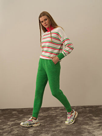 Xint Yeşil Lüks Pamuk Dokulu Regular Fit Pantolon