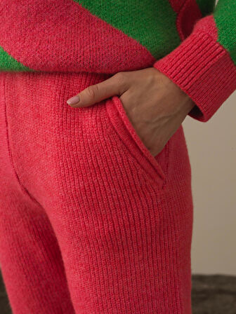 Xint Pembe Lüks Pamuk Dokulu Regular Fit Pantolon