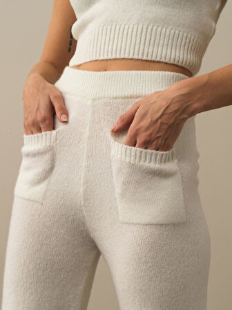 Xint Kırık Beyaz Lüks Pamuk Dokulu Regular Fit Pantolon
