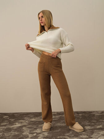 Xint Camel Lüks Pamuk Dokulu Regular Fit Pantolon
