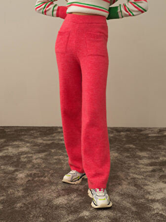 Xint Pembe Lüks Pamuk Dokulu Regular Fit Pantolon