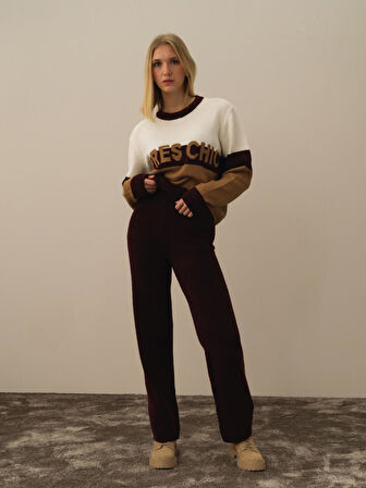 Xint Bordo Lüks Pamuk Dokulu Regular Fit Pantolon