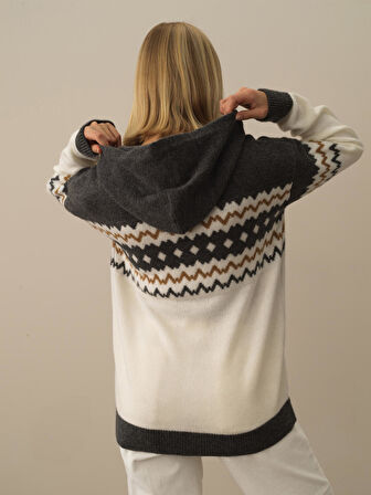 Xint Koyu Gri Lüks Pamuk Dokulu Oversize Hırka