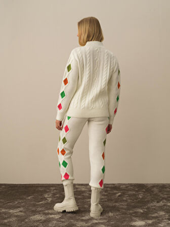 Xint Kırık Beyaz Lüks Pamuk Dokulu Oversize Kazak