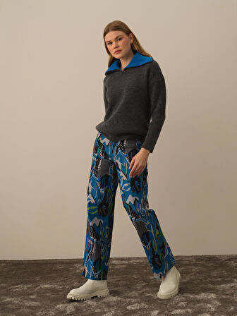 Xint Koyu Gri Lüks Pamuk Dokulu Regular Fit Kazak