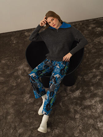 Xint Koyu Gri Lüks Pamuk Dokulu Regular Fit Kazak