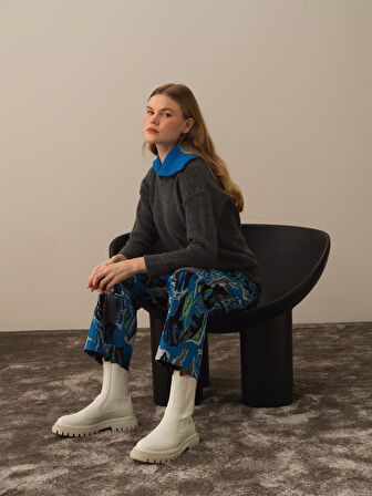 Xint Koyu Gri Lüks Pamuk Dokulu Regular Fit Kazak