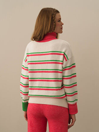 Xint Pembe Lüks Pamuk Dokulu Oversize Kazak