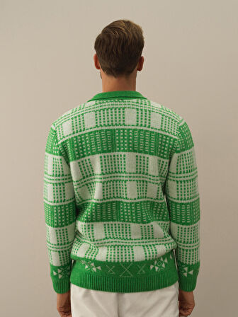 Xint Yeşil Lüks Pamuk Dokulu Regular Fit Kazak